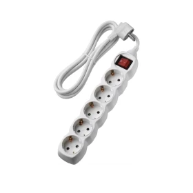 ADELEQ Πολύπριζο Με Καλώδιο 3x1.5mm 1.5m Καλώδιο 5 Σούκο Με Διακόπτη Λευκό 