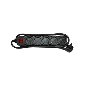 ADELEQ Πολύπριζο Με Καλώδιο 3x1.5mm 1.5m Καλώδιο 5 Σούκο Με Διακόπτη Μαύρο