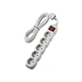 ADELEQ Πολύπριζο Με Καλώδιο 3x1.5mm 3m Καλώδιο 5 Σούκο Με Διακόπτη Λευκό 