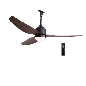 ADELEQ Ανεμιστήρας Οροφής IP44 Φ1,32m DC30W LED22W+Τηλ/ριο Μαύρος Πτερ.Καρυδιά 