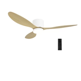 ADELEQ Ανεμιστήρας Οροφής Φ1,32m DC30W LED 22W+Τηλ/ριο Άσπρος Πτερ.Δρύς