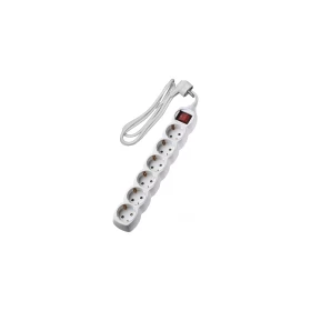 ADELEQ Πολύμπριζο Με Διακόπτη + Καλώδιο 3x1.5mm² 1.5μ 6 Σούκο Λευκό