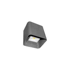ADELEQ Led απλίκα επίτοιχη γκρι Up-Down κύβος 6W 3000k θερμό φως 650lm δέσμης 95° στεγανή IP54