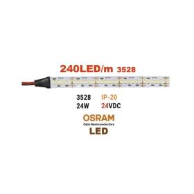 ADELEQ Ταινία LED 5m 24VDC 24W/m 2835 240LED/m 4000K IP20(Osram Led)
