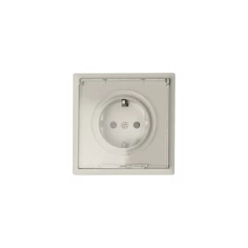 LINEME GENA Μονή Χωνευτή Πρίζα Ρεύματος με Καπάκι Soft Greige