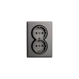 LINEME GENA Πρίζα Σούκο Ασφαλείας Διπλή 16Α /250V Ανθρακί Ματ 