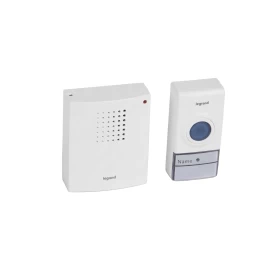 LEGRAND Kit κουδουνιού Essential λευκό περιλαμβάνει ένα κουδούνι & ένα στεγανό μπουτόν κουδουνιού, εμβέλεια 50m & 32 μελωδίες