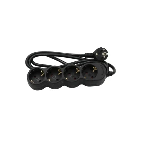ADELEQ Πολύμπριζο Με Καλώδιο 3x1.5mm² 1.5μ 4 Σούκο Μαύρο 15-31515401