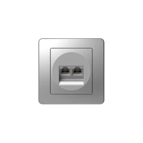 TEM Ekonomik Πρίζα Τηλεφώνου RJ11 Διπλή  Ασημί Eloxsilver 4317988