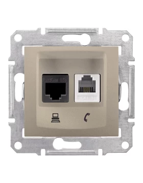 Πρίζα Τηλεφώνου RJ11 +RJ45 CAT-6 Τιτάνιο SEDNA SCHNEIDER